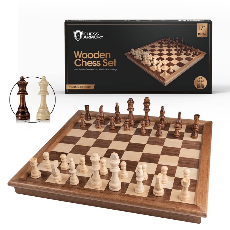 Chess Armory Wooden Chess Set – 17-Inch Large Chess Board