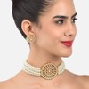 Aheli Pearl Diamond Gargantilla Collar con pendientes redondos Set Regalo