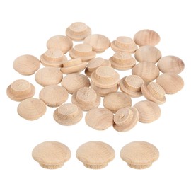 uxcell 80Pcs Wood Button Plugs, 10mm/0.39" Hardwood Screw Hole Plug Mushroom Wooden Caps Buttons Wood Plug for Furniture Woodworking Craft Decor (15mm x 10mm)