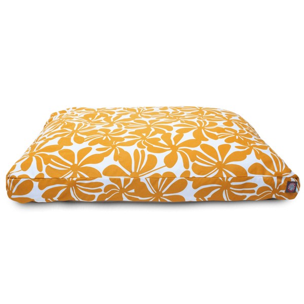 Yellow Plantation Medium Rectangle Indoor Outdoor Pet Dog Bed With Removable Washable Cover By Majestic Pet Products