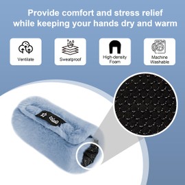 SPRING SEAON Walker Hand Pads Fluffy Walker Handle Cushions Non-Slip Universal Walker Grips Padded Hand Covers Soft Pads for Walkers for Seniors Walker Pads for Handles Wheelchair 2 Pack (Light Blue)
