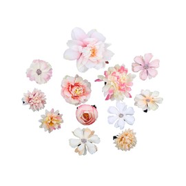 12 Pieces Multicoloured Bohemian Flower Hair Clips Rose Hair Barrettes Artificial Hair Flower Clip Boho Bridal Claw Clip Hair Pin Hair Accessories for Girls and Women