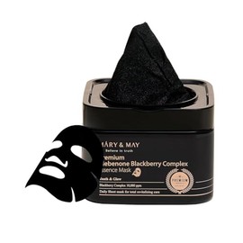 MaryMay Premium Idebenone Blackberry Complex Essence Mask (20 Sheets)  Bamboo Charcoal Sheet, Daily Pull-Out Dispenser Korean Face Mask with Vitamin