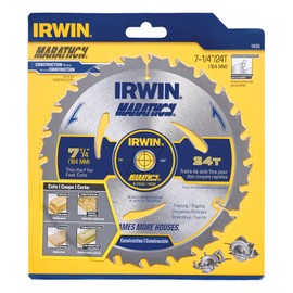 Irwin GIDDS2-286112 Marathon 7-1/4" 24 Tooth ATB Framing and Ripping Saw Blade with 5/8" and Diamond Knockout Arbor