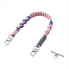 Elecom P-STHKNPN Smartphone Strap, Hand Strap, Knitted, Durable Braided Design, Wrist, Fall Prevention, Strap Hole Seat Included, Pink