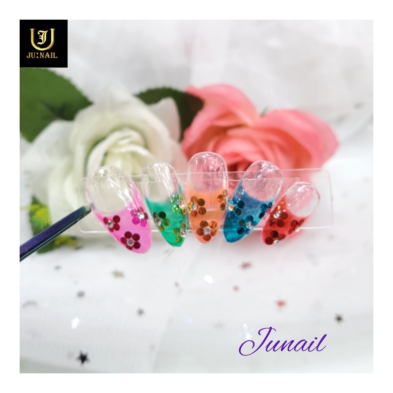 Mesh flower dress handmade nail tips - Long Round Square