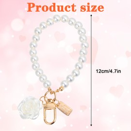 Classicseali Pearl Keychain Wristlet,Pearl Keychain,Imitation Pearls Wristlets Female Cute Decoration for Wedding, Party, Graduation, Birthday Gift, Car Key Accessories,White
