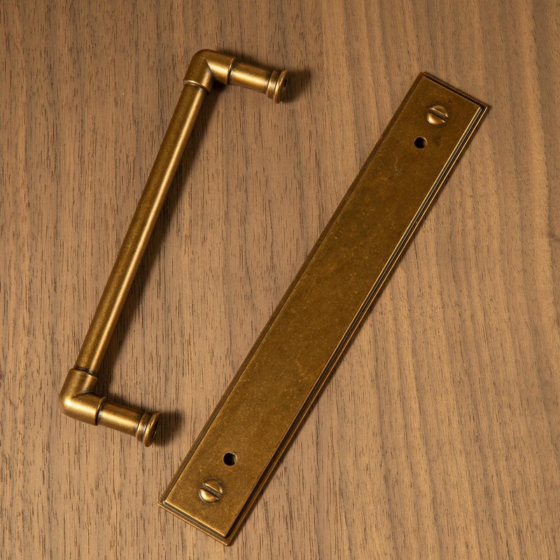 Goo-Ki Cabinet Pulls with Backplate Back Plate Antique Brass, 5"
