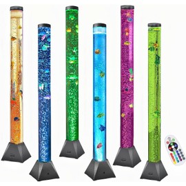 CALOVER Large 4FT Sensory Fish Bubble Tube Aquarium Night Light Tower Lamp Calming Relax for Autistic ADHD Children Alleviating Stress and Anxiety in Adults