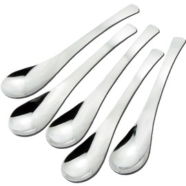 Nagao Tsubame Sanjo Solid Ladle Spoon, 5-Piece Set, 7.0 inches (17.9 cm), 18/0 Stainless Steel, Made in Japan