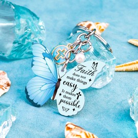 Christian keychain Butterfly Keychains for Women Inspirational Bible Verse for Girl Religious Spiritual Gifts for Women Jesus Keychain Baptism Gifts for Teen Girls Faith Butterfly Bible Accessories