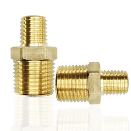 ZOUNI Reducing Hex Nipple, 1/2" NPT Male x 1/4" NPT Male Brass Pipe Fitting Reducer Nipple Adapter 1000psi Reducer Straight Connector (1/2"-1/4", 2pcs)