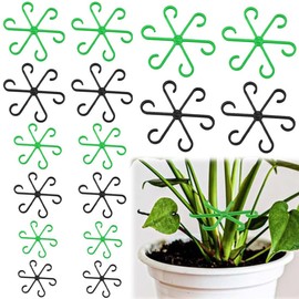 HAMKU Pack of 16 Plant Support Shrub Holder, Plant Stem Holder, Plant Support Gripper, Plant Clips for Monstera Trellis and Alocasia, Tomatoes Hydrangeas (Black + Green)