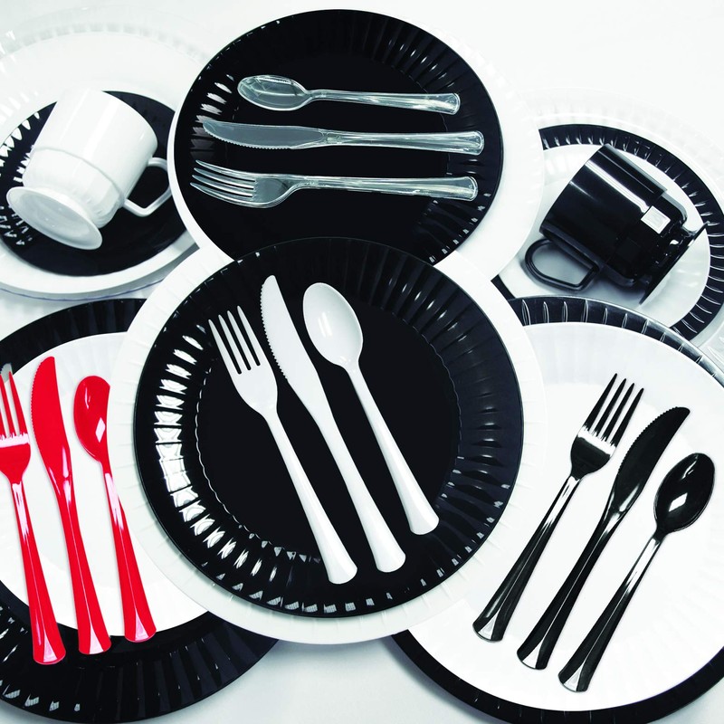 Party Essentials Extra Heavy Duty Hard Plastic Cutlery Combo Pack,
