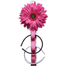 Funny Girl Designs HEADBAND HOLDER with Blooming Daisy (Hot Pink Daisy on Hot Pink w/White Polka Dot Ribbon)
