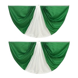 Nigeria Nigerian Pleated Fan Flag Bunting 3 x 6 Ft Nigeria Pleated 2 Pcs Fan Flag Banner Indoor/Outdoor/Front Porch Decorations, Nigeria Half Fan Flag Patriotic Holiday decorations, Celebrations.
