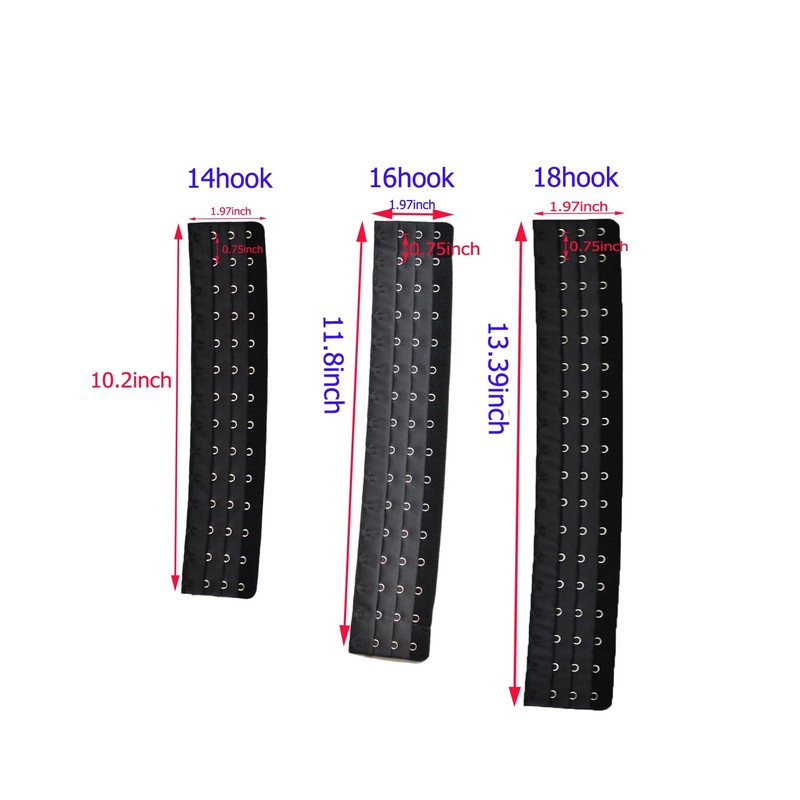 2pcs Corset Extender Waist Extender Black Color (16 hooks)