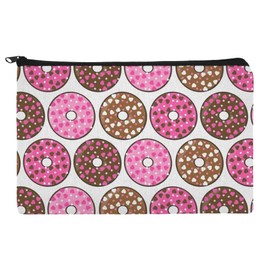 Chocolate Donuts with Heart Sprinkles Pattern Makeup Cosmetic Bag Organizer Pouch