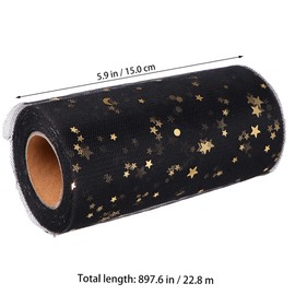 jojofuny 2Pcs Star Sequin Tulle Fabric Rolls Wedding Tulle for DIY Crafts Table Decor Party Decorations Black White Glitter