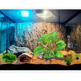 MOHOHLES Reptile Plants for Terrarium, Aquarium Fish Tank Artificial Plants, Amphibian Tank Habitat Decor fit for Bearded Dragons Chameleon Lizards Snake Geckos Tortoise ((Set-4pcs/A))