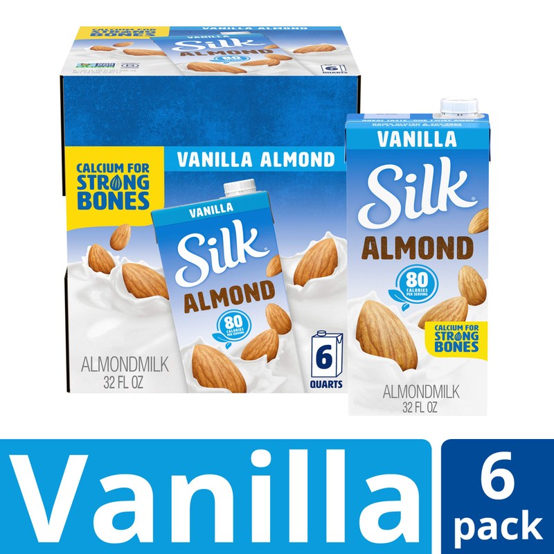 Silk Shelf-Stable Almond Milk, Vanilla, Dairy-Free, Vegan, Non-GMO Project Verified,