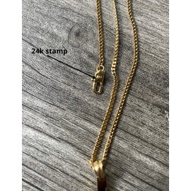 24ct Gold plated Chain Cross Necklaces for Women & Men Chains - Durable 2mm Cuban Curb Link (22.0, Gold)