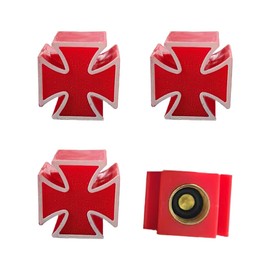 4PCS Cross Car Tire Valve Stem Caps, Corrosion Resistant Plastic Wheel Tire Air Caps, Dustproof & Leakproof Valve Stem Covers, Car Tyre Accessories Universal for Bike Motorcycle SUV Truck (Red)