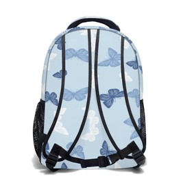 Anyako Watercolor Blue White Butterfly Students Bookbags School Backpack for Girls Boys Kids Travel Laptop Daypack for Outdoors Travel Hiking Camping