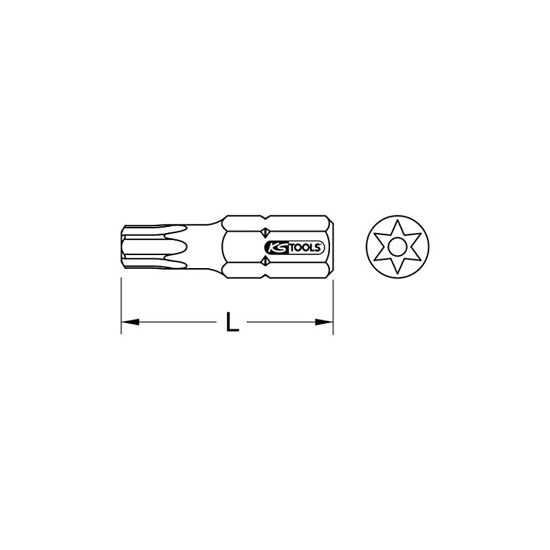 'KS Tools 9183621 Torsion Power Bit Torx TB25 with Hole,