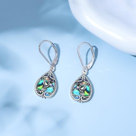 PELOVNY Hummingbird Dangle Earrings for Women 925 Sterling Silver Filigree Abalone Shell Earrings Hummingbird Jewelry Gifts for Mom Daughter