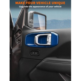 Savadicar Blue Interior Accessories - Door Inner Handles Trim Set for 2018-Present Jeep Wrangler JL JLU 4XE & Gladiator JT - Solid Color Interior Decor Upgrade Option, 4-Piece