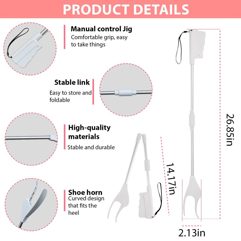 VIVEBEI Shoe Horn Long Handle for Seniors, 26.8" Foldable with