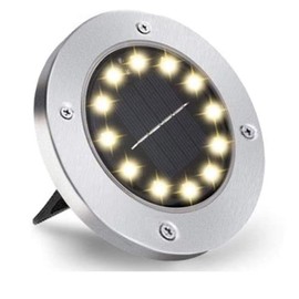 Nurkoo Solar Floor Light Outdoor 12 LEDs Solar Lights 800 mAh Disk Lights with Upgrade Solar Panel Garden Light Solar Lamp Solar Spotlight Decoration for Lawn, Walkway, Pool, Patio (Warm White)