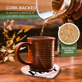 1 x Heart Coaster - Name Ruby Marble Stone Texture Letter Lettering Initial Cork Backed MDF Glossy Tea Coffee Accessory #277390