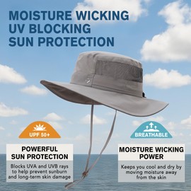 TOP-EX XXL Sun Hat for Men Big Head, Breathable Wide Brim Floppy Foldable Hat, UPF 50 Adjustable Fit, Outdoor Fishing Large Head Cap, Grey (XL/XXL 25.2"-26.0")