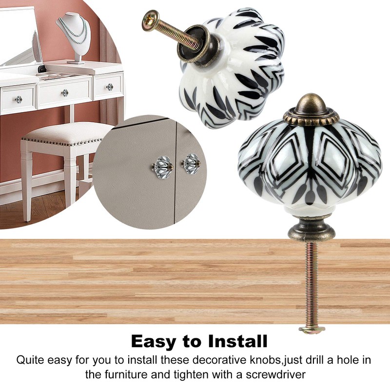 TsunNee 6 Pieces Ceramic Cupboard Knobs Chic Drawer Knobs Antique