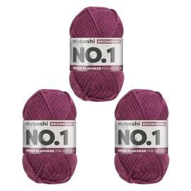 myboshi No.1 Wool for Crochet and Knitting, Quick Knitting Yarn, Durable Hat Wool, Knitting Wool, Crochet Wool, Mulesing-Free, 50 g, LL 55 m Purple (Blackberry) 3 Balls