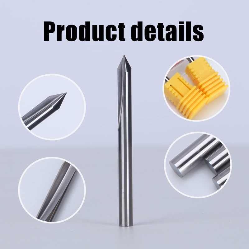 HUHAO 5PCS CNC Engraving Bits, 60 Degree V Bits with