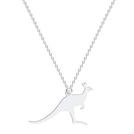 Eiffy Stainless Steel Australian Animal Kangaroo Wallaby Pendant Necklace for Women Jewelry (Silver)