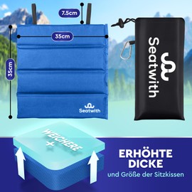 Seatwith 2 x Foldable Insulated Seat Cushion Outdoor Seat Mat for Children (35 x 35 cm) with Carry Bag + Carabiner Hooks for Ideal Attachment to Backpack Maximum Protection Against Cold Moisture Dirt