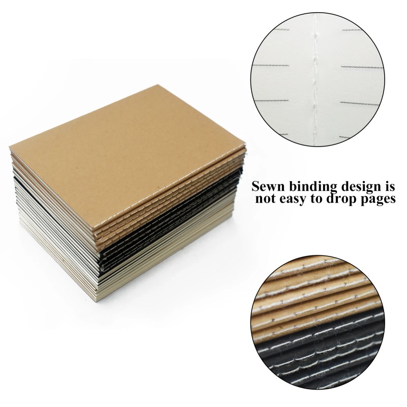 24 Pack A7Kraft Cover Notebooks Thick Blank Pages Softcover Mini