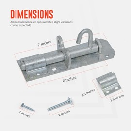 ZAVIA Brenton Gate Bolt for Wooden Gates | Heavy Duty Hot Dip Galvanised (6 Inch / 150mm) Sliding Bolt Lock for Patio, Garage, Shed & Barn Doors’ Extra Security