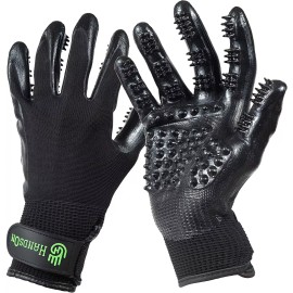 HandsOn Gloves Pet Grooming Gloves, Black - Medium