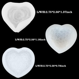 3 Pack Rose Flower Candle Molds Valentine's Day Resin Casting Mold Flower Candle Making Molds 3D Flower Mold for DIY Candle Making Polymer Clay Craft Plaster