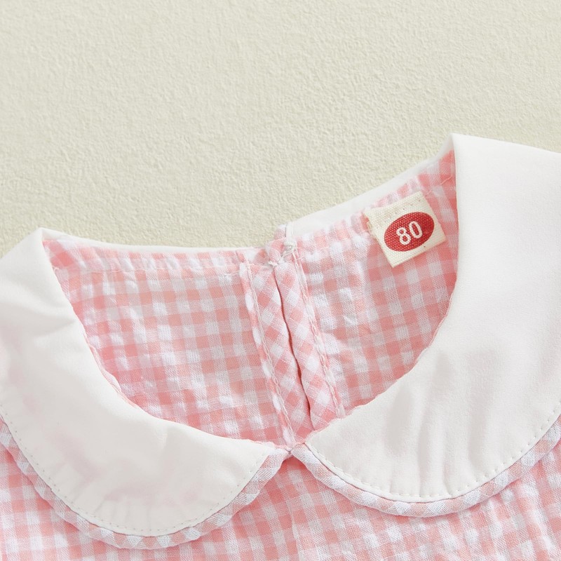 Filgriox Newborn Baby Girl Romper Bow Embroidery Peter Pan Collar