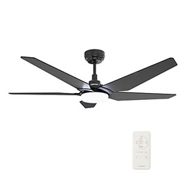 5 Blades Outdoor Smart Ceiling Fan - with Dimmable Light Kit and 10-speed DC Motor, Works with Remote Control/Alexa/Google Home/Siri, Timer, Schedule (Black)