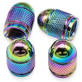 MEAJOO 4PCS Colorful Tire Valve Stem Caps, Universal Aluminum Alloy Bullet Style Polished Tire Valve Caps with O Ring Rubber Seal for Cars, SUV, Trucks, Motorcycles, Bicycles