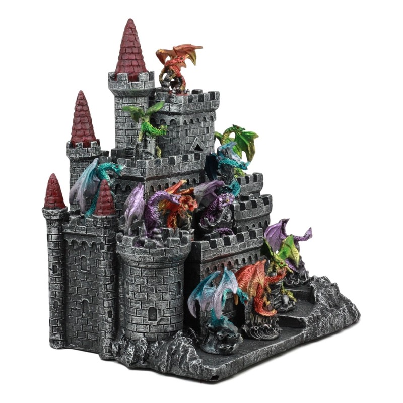 Medieval Mini Dragons Guarding King's Landing Castle Fortress Display Statue