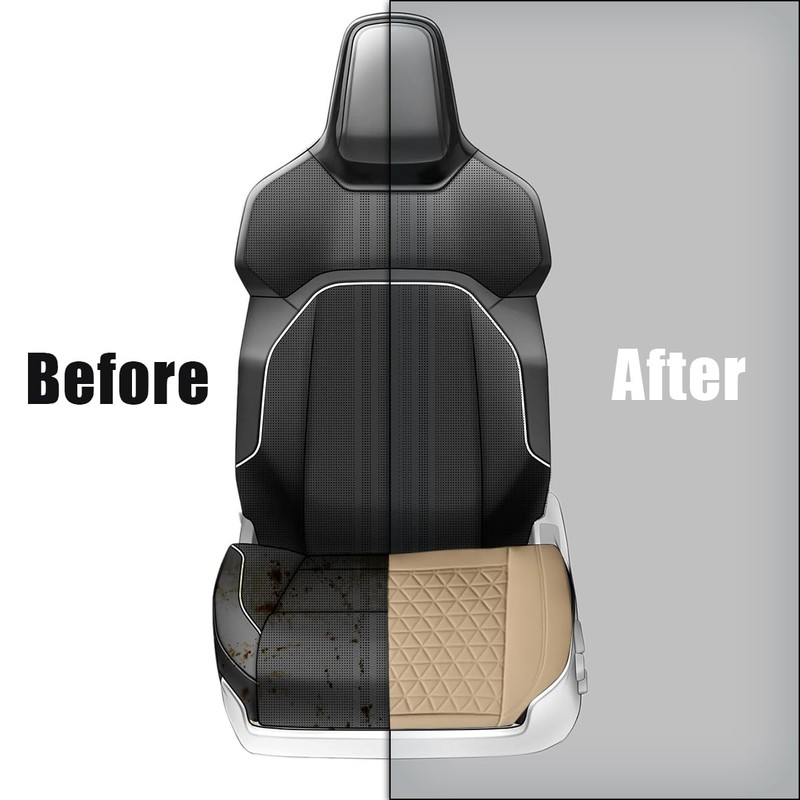 povtii Car Front Seat Cover, 22"×24" Luxury PU Leather Auto