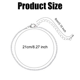2pcs Silver Ankle Bracelets for Women, Dainty Stackable Anklet Copper Silver Plated Summer Beach Foot Chain Link Anklets Jewelry for Women